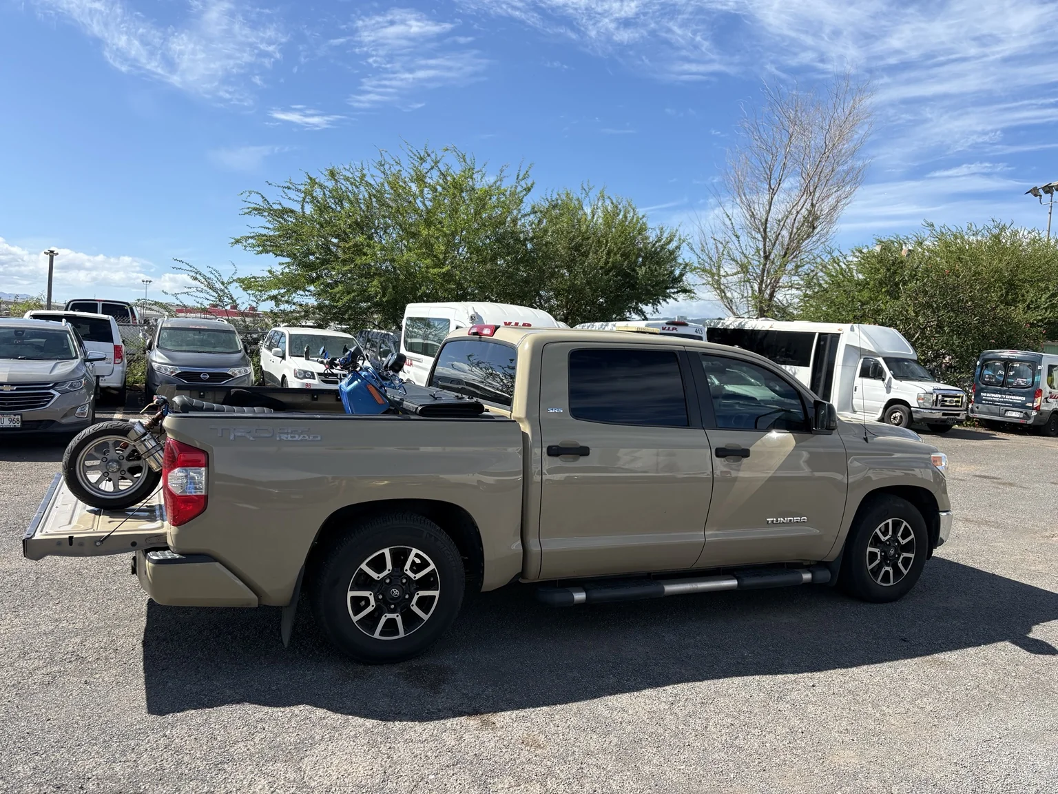 Motorcycle secured for transport by APM Towing